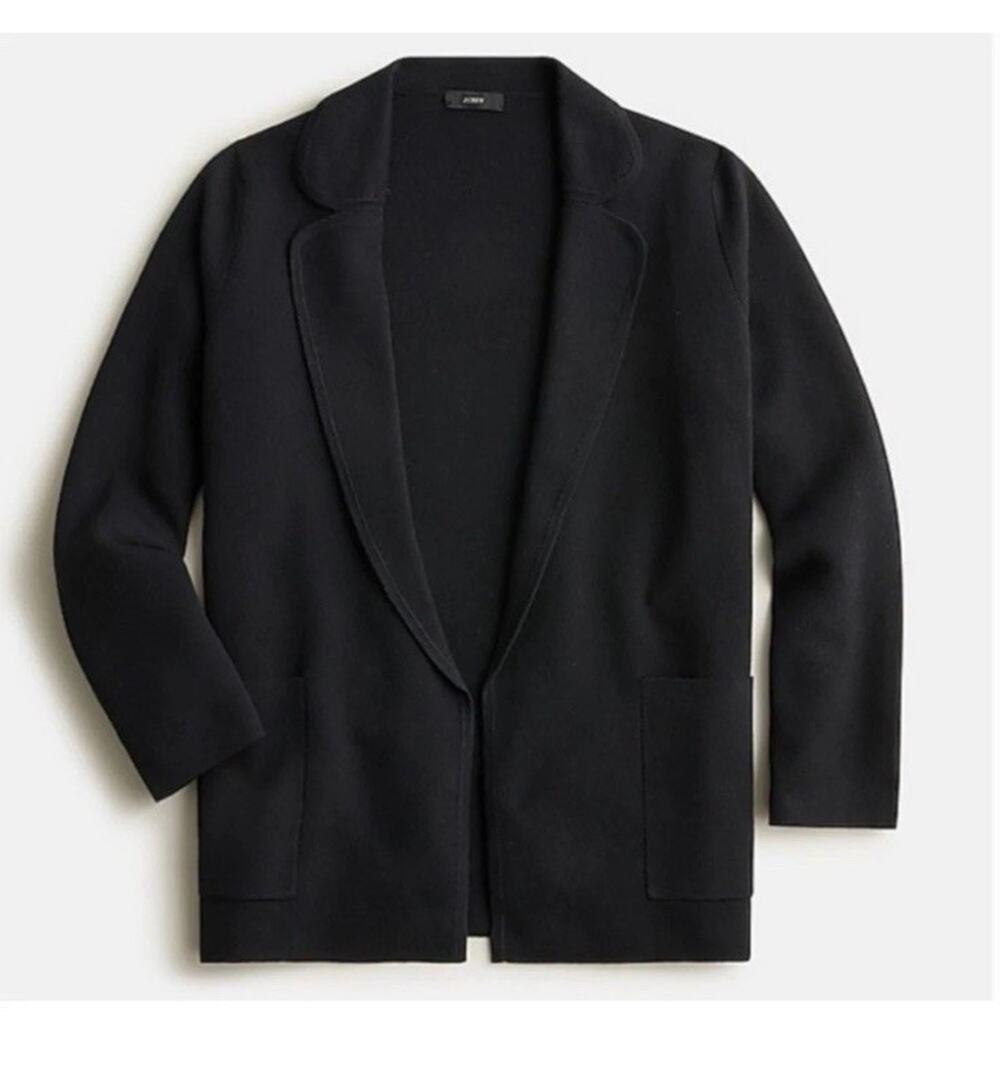 J. Crew Eloise Sweater Blazer Black Knit Open Cardigan Size XL BA552 Work